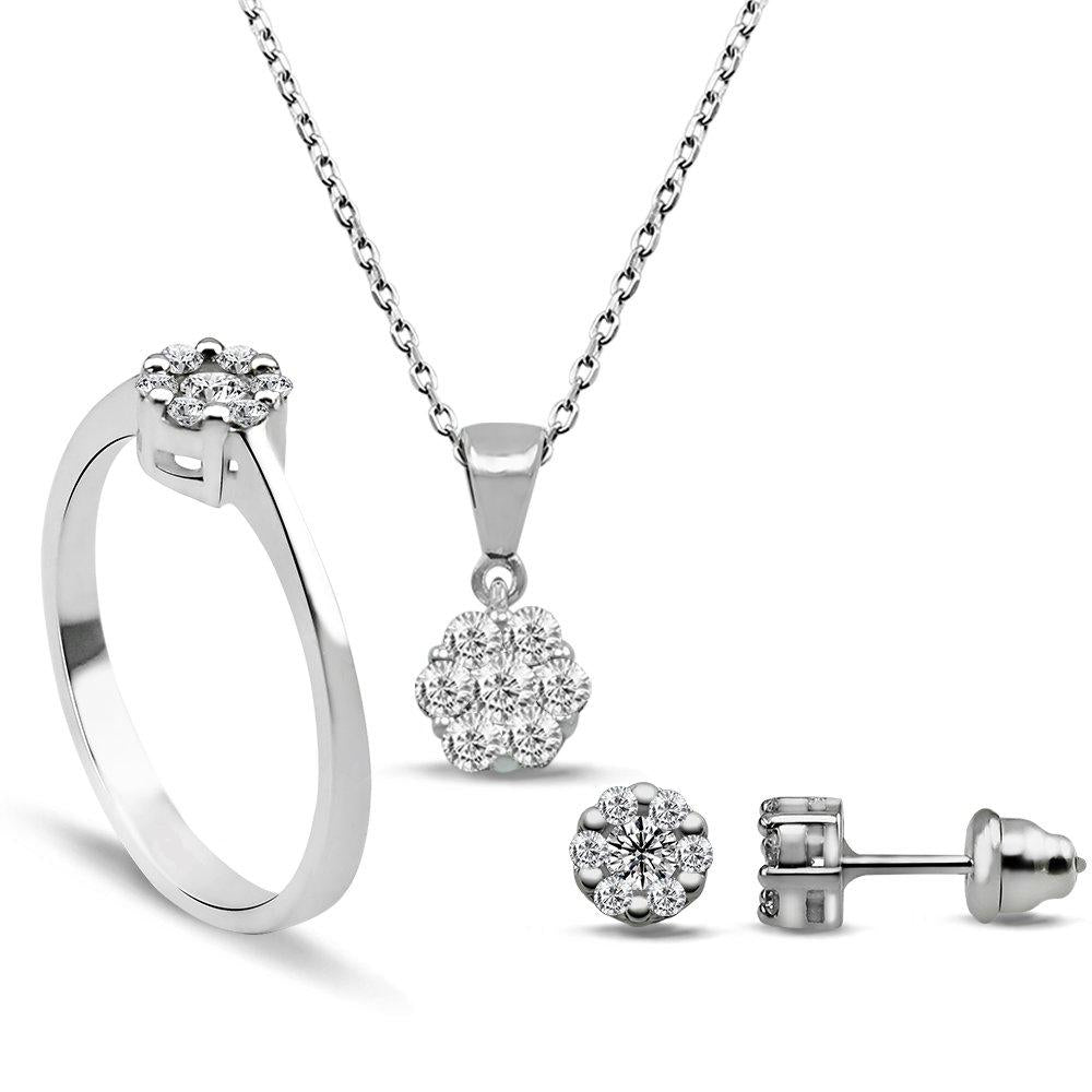 Диамантен сет бяло злато 0.52 карата